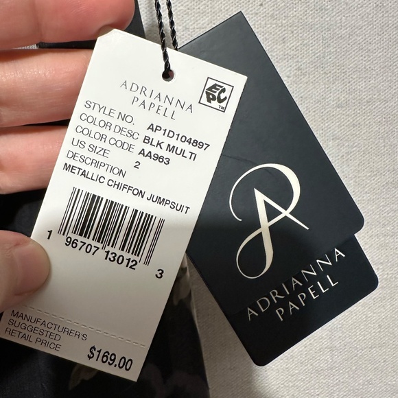 NWT Adrianna Papell Metallic Chiffon Walkthrough - size 2 - Picture 6 of 7